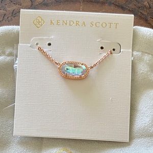 NWT Kendra Scott Dichroic Glass Necklace Rose Gold